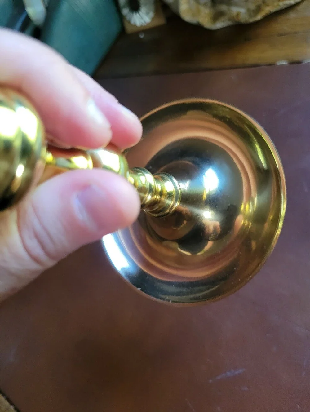 Round Saucer Base Candlestick Holder- India-fine Quality Lacquered Brass